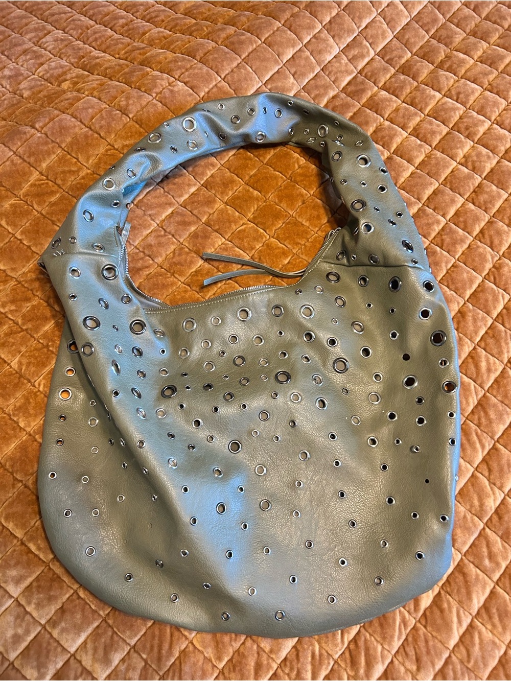 Free People Grommet Hobo Shoulder Bag in Sage Green